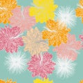 Seamless background with abstract lush flowers.