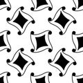 Seamless background with abstract rhombuses for fabric and other surfaces . Artistic drawing. Black and white hand drawn