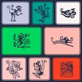 Seamless background with American Indians relics dingbats characters