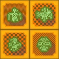 Seamless background with American Indians relics dingbats characters