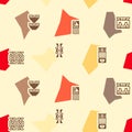 Seamless background with American Indians relics dingbats characters