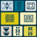 Seamless background with American Indians relics dingbats characters