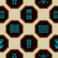 Seamless background with American Indians relics dingbats characters