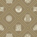 Seamless background with American Indians relics dingbats characters