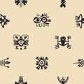 Seamless background with American Indians relics dingbats characters