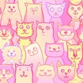 Seamless background animation color cats.