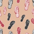 Seamless background of the beach slippers Royalty Free Stock Photo