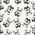 Seamless background of Birthday illustration with cute baby panda on sprinkles background Royalty Free Stock Photo