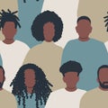 Seamless background with black people. silhouettes of different men and women. Pattern with people icons