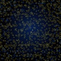 Seamless background: blue and gold abstract drops chaotic movement.