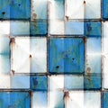 Seamless background with blue iron rust square Royalty Free Stock Photo