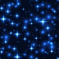 Seamless background with blue stars and blurs