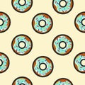 Seamless background with cartoon donut food