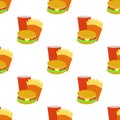 Seamless background with cartoon style fastfoods Royalty Free Stock Photo