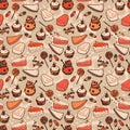 Seamless background from cartoon style sweets
