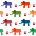 Seamless background of cartoon vector elephants.