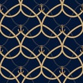 Seamless pattern pattern with gold chains, anchors, rope, grid.