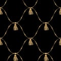 Seamless background with chains, anchors, rope, grid. Abstract pattern in nautical style. Marine motifs ornament