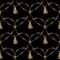 Seamless background with chains, anchors, rope, grid. Abstract pattern in nautical style. Marine motifs ornament.