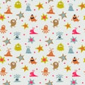 Seamless background with cheerful aliens on a light background Royalty Free Stock Photo