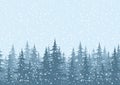 Seamless background, Christmas trees with snow