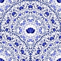 Seamless background of circular patterns. Blue ornament Russian national style Gzhel. Royalty Free Stock Photo