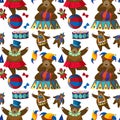 Seamless background with circus bears