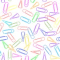 Seamless background clerical colorful paper clips Royalty Free Stock Photo