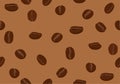 Seamless background coffee beans on  brown color Royalty Free Stock Photo