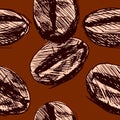 Seamless background with coffee beans Royalty Free Stock Photo