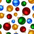 Seamless background with colorful Christmas balls.