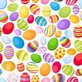 Seamless background with colorful Easter eggs. Vec