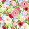 Seamless background with colorful flowers. Vector illustration.