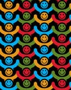 Seamless background with colorful smiley faces. People