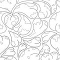 Seamless background for coloring. linear drawing of a heart with blots. Antistress coloring page.