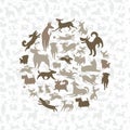 Seamless background composed of simplified dog silhouettes