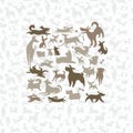 Seamless background composed of simplified dog silhouettes