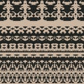 Seamless background with contrasting patterned stripes in ethnic style