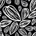 Almonds pattern on black background