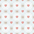 Seamless background with crowns and hearts