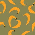 Seamless background with cute bananas. Vector illustration with fruit lovers. background, home decor, poster. background