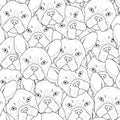 Seamless background with cute bulldog sketch . Realistic dog