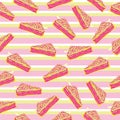 Seamless background with cute cake on pink color