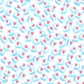 Seamless background with cute diced sugars and little hearts