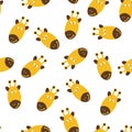 Seamless background with cute giraffe faces and doodles on a white background. Hand-drawn vector illustration Royalty Free Stock Photo