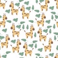 Seamless background with cute giraffes. Decorative wallpaper for the nursery in vector, suitable for children\'s clothing, interio