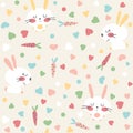 Seamless background with cute hares