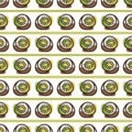 Seamless background cute kiwi slice stripe. Gender neutral kid food pattern. Simple whimsical minimal earthy 2 tone Royalty Free Stock Photo