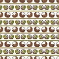 Seamless background cute kiwi stripe. Gender neutral kid food pattern. Simple whimsical minimal earthy 2 tone color Royalty Free Stock Photo