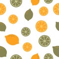Seamless background with cute lemons. Vector illustration with fruit lovers. background, home decor, poster. background